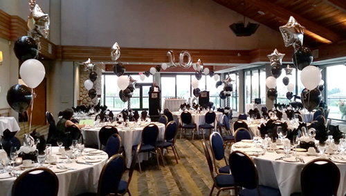 Black white and silver wedding balloons